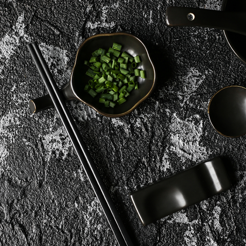 Balloon Flower House Day Style Creative Black Saucer Saucer sauces Ceramic Snack Dish Soy Sauce Vinegar Saucer Saucer dishes Home