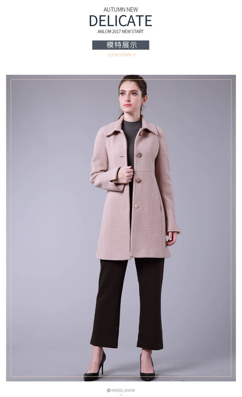 Anlom / Yanu truy cập áo khoác len nữ chính hãng giữa mùa thu và mùa đông lông lạc đà kẻ sọc len cashmere - Áo Hàn Quốc