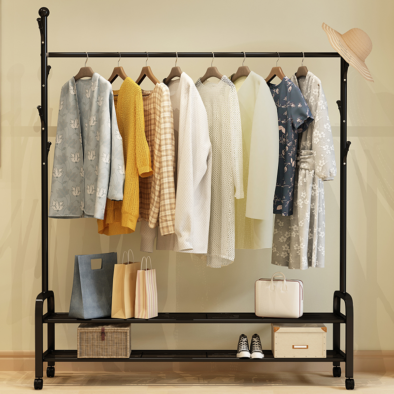 Simple clothes rack Floor-to-ceiling folding indoor clothes rack Household bedroom clothes rack Balcony storage clothes rack