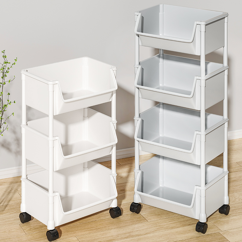 小型トロリーラック家庭用スナックフロア多層リビングルーム収納バッグラックモバイルキッチンフルーツと野菜バスケット