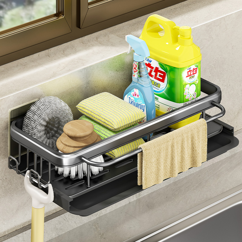 キッチンラック多機能雑巾排水バスケットパンチフリー壁掛け家庭用スパイスラックシンク収納アーティファクト