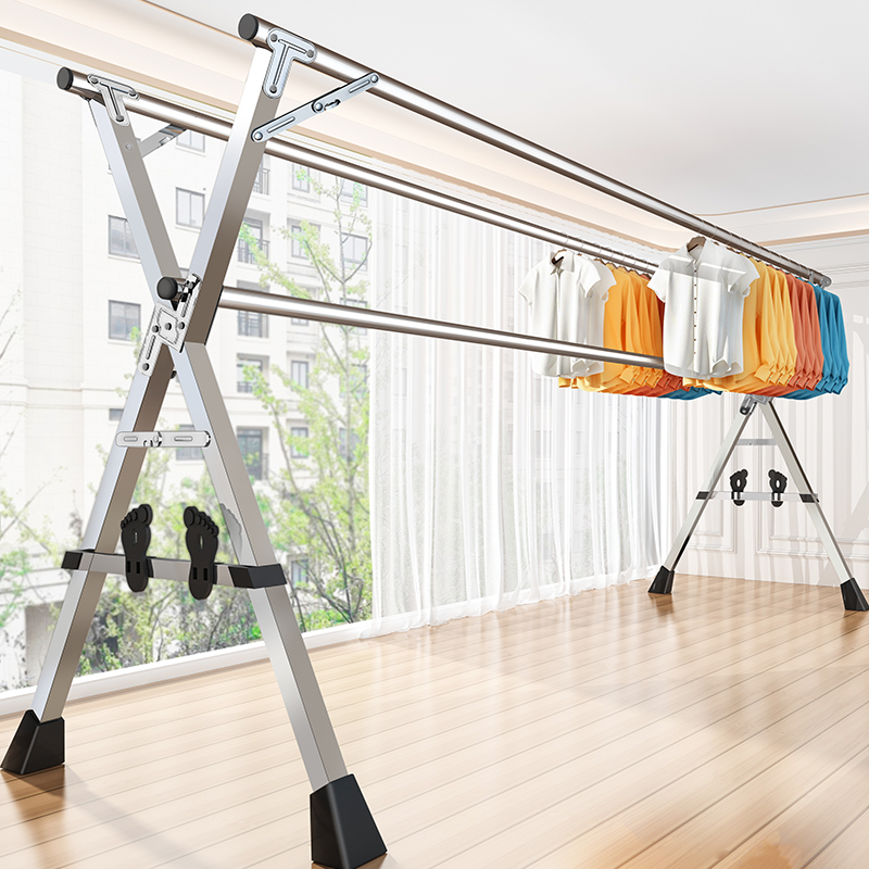 Folding drying rack floor indoor home balcony bedroom stainless steel outdoor cool telescopic rod type sunburn quilt artifact