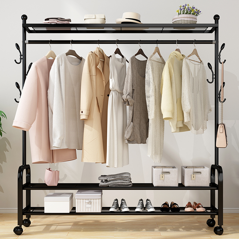 Clothes hanger floor-to-floor single hanging hanger in bedroom clothes hat drying clothes shelf simple household folding clothes drying pole
