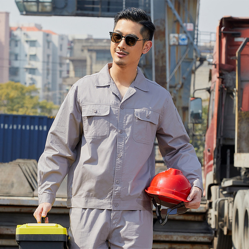 Summer thin cotton long-sleeved overalls suit men's labor insurance clothing workshop electrician clothing jacket construction site tooling customization