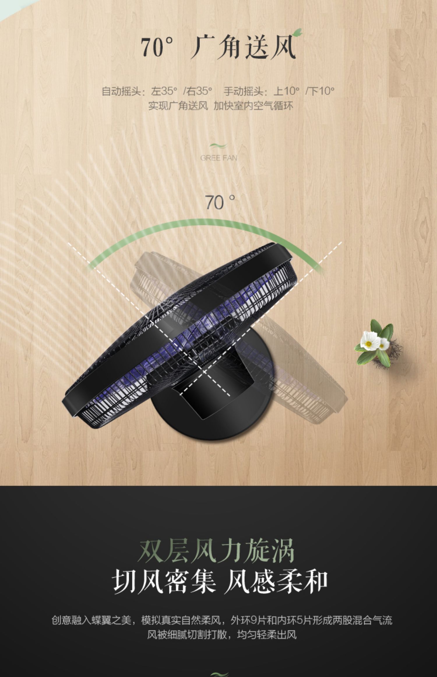Quạt điện Gree điều khiển từ xa quạt sàn DC chuyển đổi tần số văn phòng tại nhà khối lượng không khí lớn thời gian im lặng lắc đầu - Quạt điện 