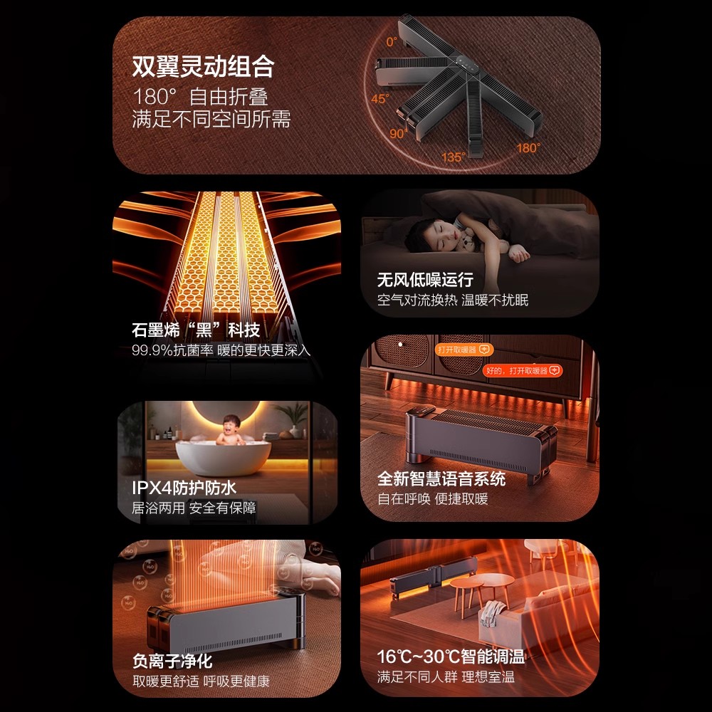 格力踢脚线取暖器：家用节能电暖气，冬季取暖新选择！