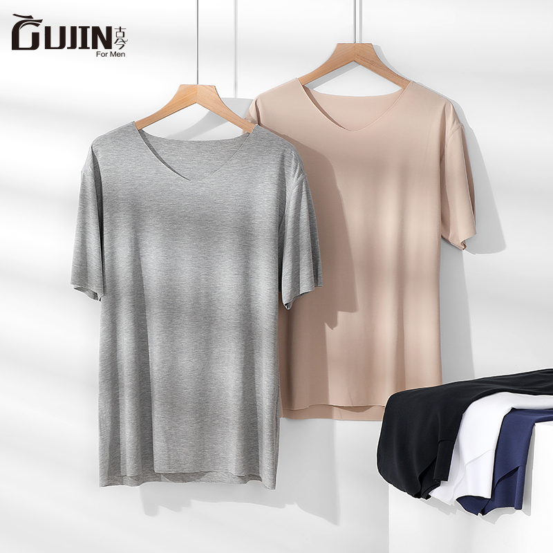 Ancient today Modale's thin T-shirt sleepwear man with heart-cut men's short sleeve shirt V collar outside the home wearing the undershirt