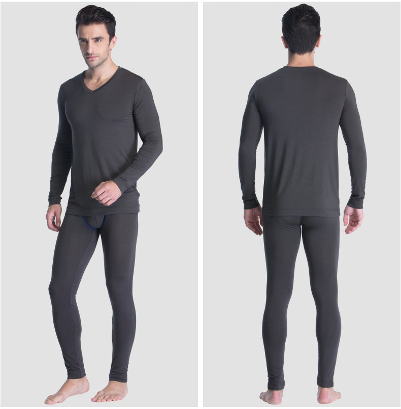 中华老字号 GUJIN 古今 莫代尔 男士薄款保暖内衣套装 双重优惠后¥49包邮 V领/圆领2色可选