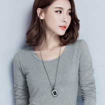 Cotton gray base shirt women long sleeve slim short autumn winter clothes 2021 New Spring shirt thin autumn clothes