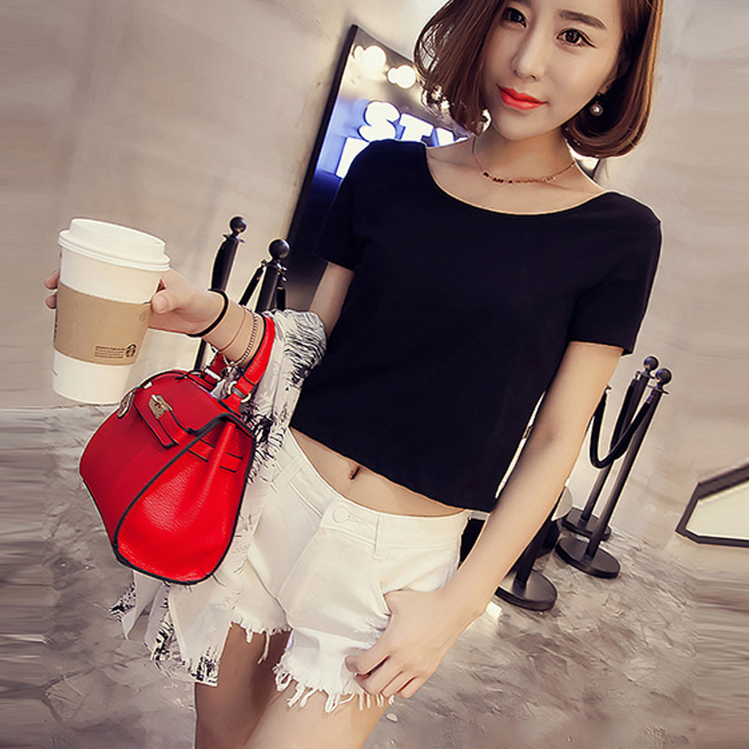 Exposed umbilical short women's top high waist black short-sleeved T-shirt pure cotton summer dress 2021 new leaky navel tight t-shirt