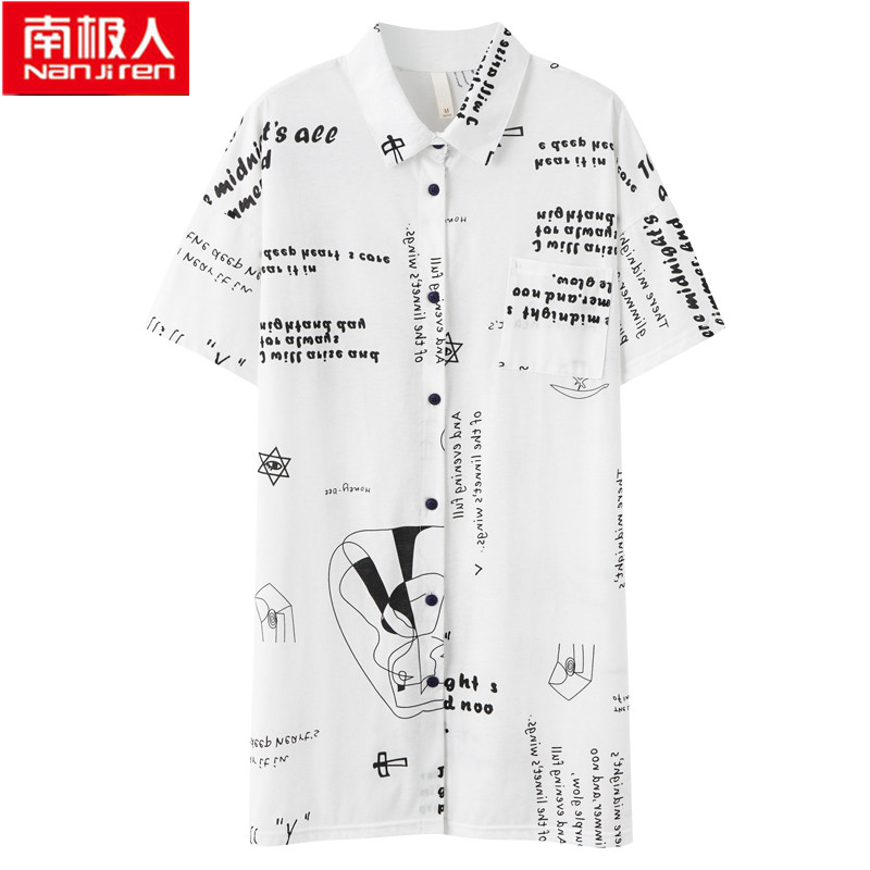 South Pole hooded sweatshirt Pyjamas Women Blouse Single Summer Pure Cotton Short Sleeve In-home Summer Full Cotton Size size Home Home Clothing