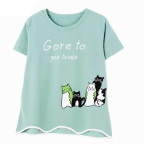 Homewear cotton pajama tops single piece womens summer short sleeves thin cotton loose plus size home clothes 200 pounds