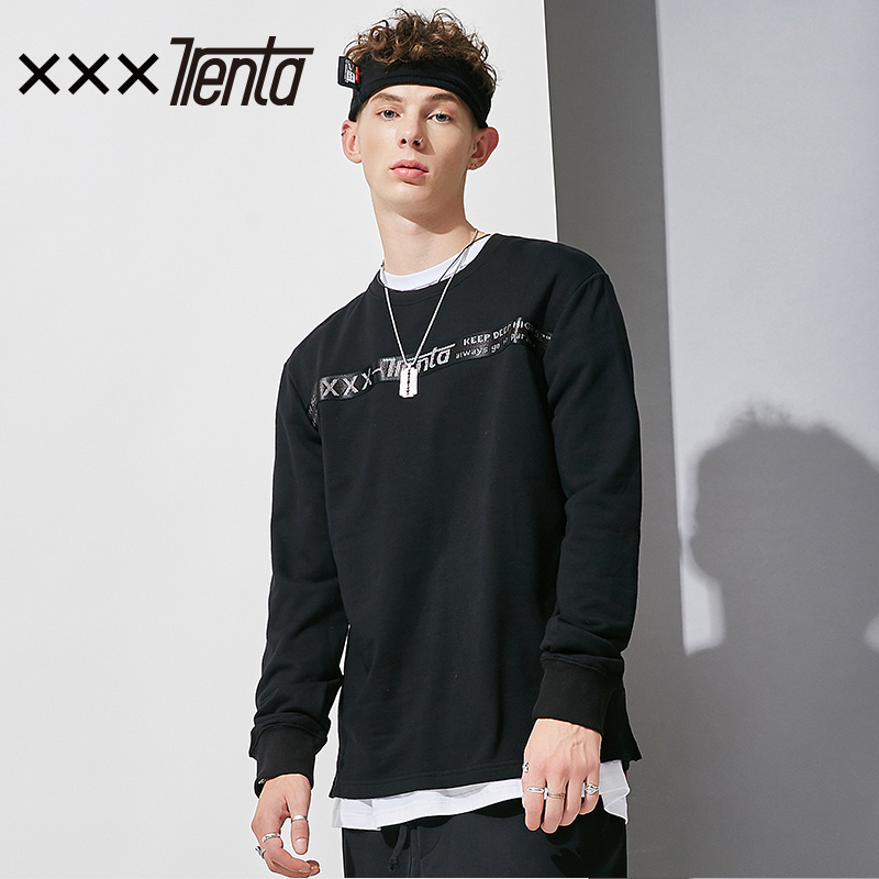 XXXTRENTA tide brand letter stitching thick T-shirt men's students spring and autumn 2021 new port style chic top