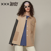  XXXTRENTA AONT tide brand stitching shirt jacket womens spring new Korean loose jacket tide ins