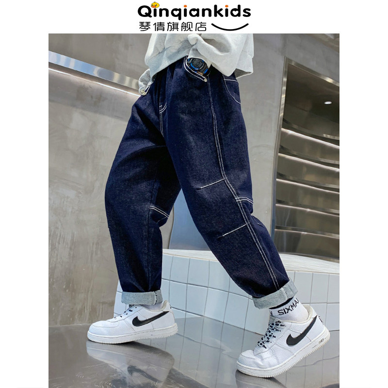 Boy jeans 2022 new summer boy handsome gas fried street CUHK Scout Loose Casual Pants