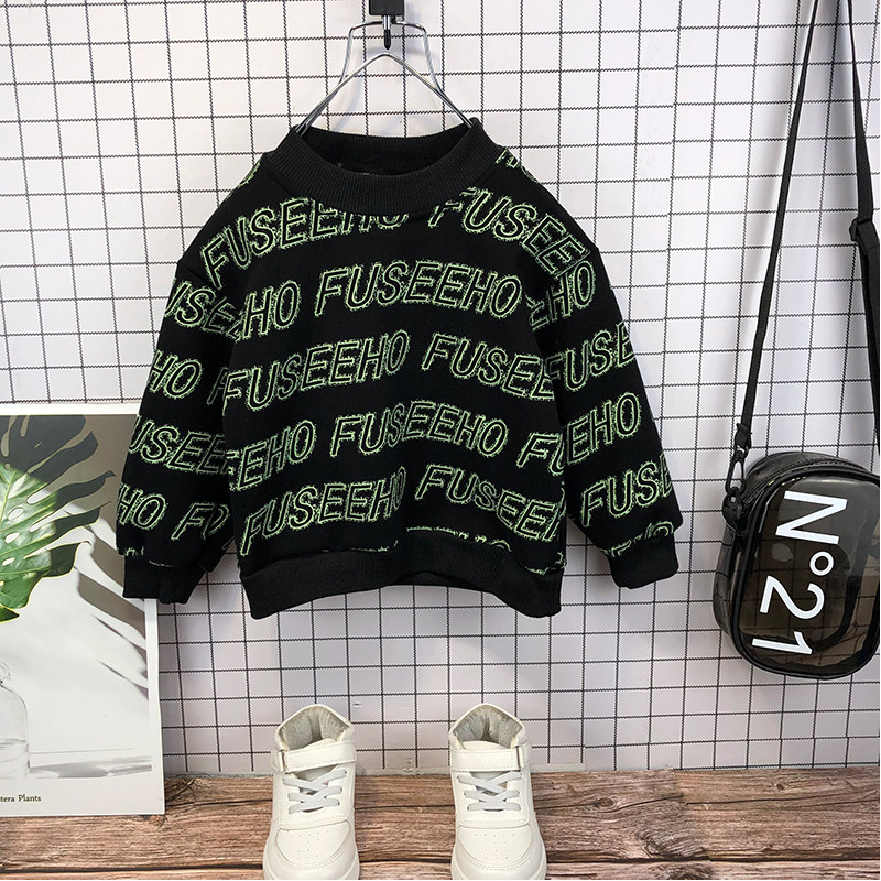 Boys one velvet vests baby plus velvet padded autumn and winter clothes children's warm bottoming shirt boys Korean tide children