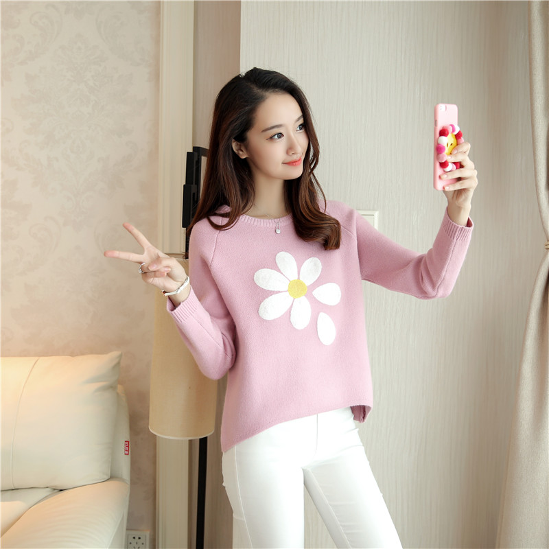 Áo len xuân hè 2018 mới của phụ nữ phiên bản Hàn Quốc của áo len mỏng cổ tròn tay áo len dài tay áo khoác đáy áo len form rộng