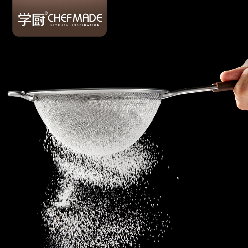 School Kitchen Stainless Steel Handheld Flour Screen 30 Mesh Sugar Powder Screen Oil Bailing Moon Cake Powder screen baking tool