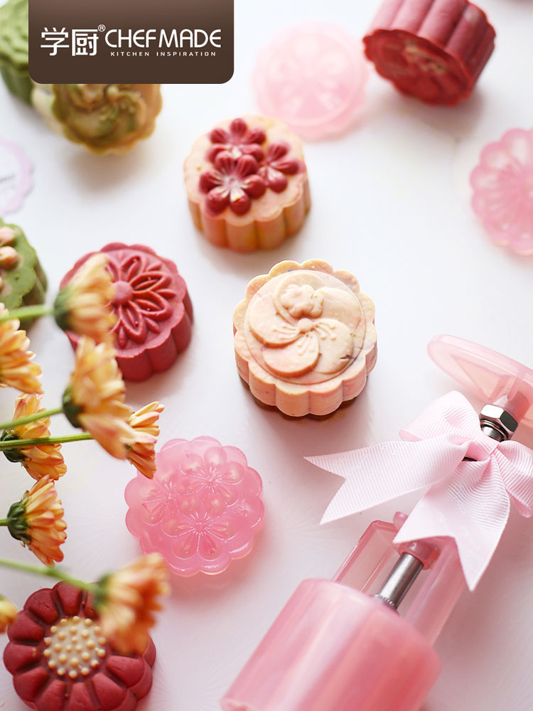 Mid-Autumn Moon Cake Mold Set Mung Bean Cake Pumpkin Cake Hand Press Cartoon Pastry Snow Skin Embossing Mold 50g Household