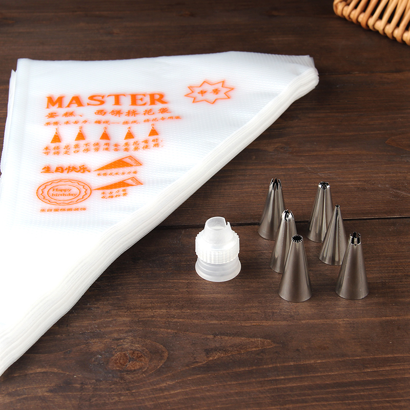 Decorating mouth thickened disposable plastic cream cake puff cookie dissolved bean squeeze cloth bag baking tool set