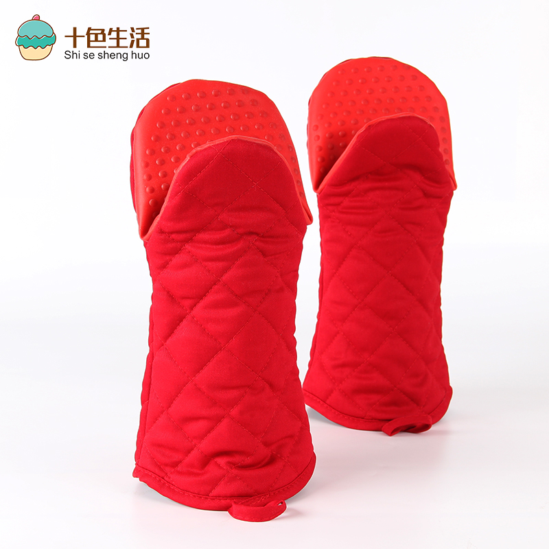 Oven gloves extended silicone insulation gloves High temperature thickened anti-scalding slip Microwave oven gloves heat-resistant 230 degrees