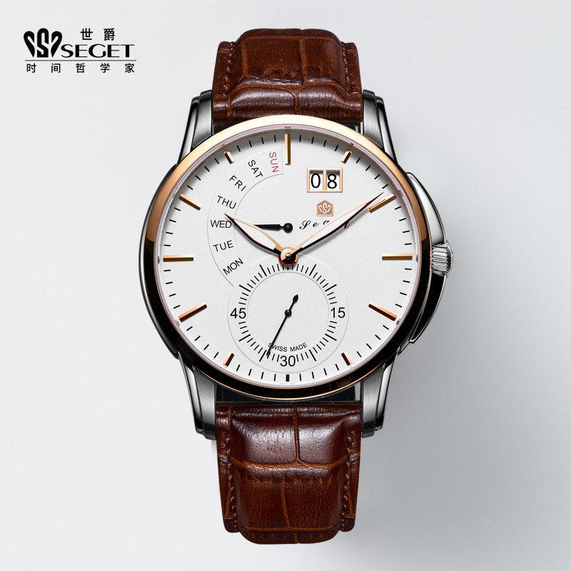 SEGET 世爵 31656MT 冷淡风复古 小秒针 男式石英表 天猫优惠券折后¥1388包邮(¥1588-200)3色可选 淘金币可抵扣10% 京东¥1538