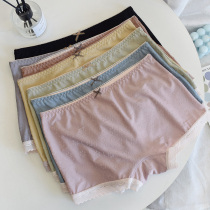 Summer thin jacquard boxer pants anti-light mid-waist lace safety pants cotton bottom crotch four-corner pants high bullets