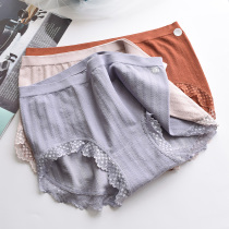 Exquisite lace edge mid fanny pack hip seamless panties Womens large size cotton light gray bottom crotch fat MM triangle shorts