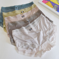 Ultra-thin milk silk seamless underwear sweet lace silk breathable crotch shorts womens underwear middle waist bag hip triangle