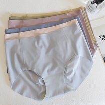 Summer light and thin seamless underwear Womens Ice Silk solid color bag hip briefs one piece piece middle waist girl shorts head