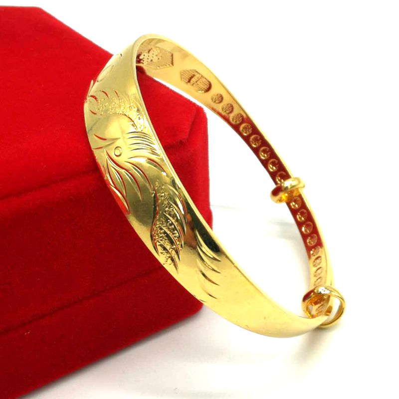 Wedding Dragon và Phoenix Bracelet Mô phỏng Vàng giả Cô dâu Vòng đeo tay mạ vàng Không rơi Trang sức cưới Sáng tạo Đồ cưới thạch anh tóc vàng