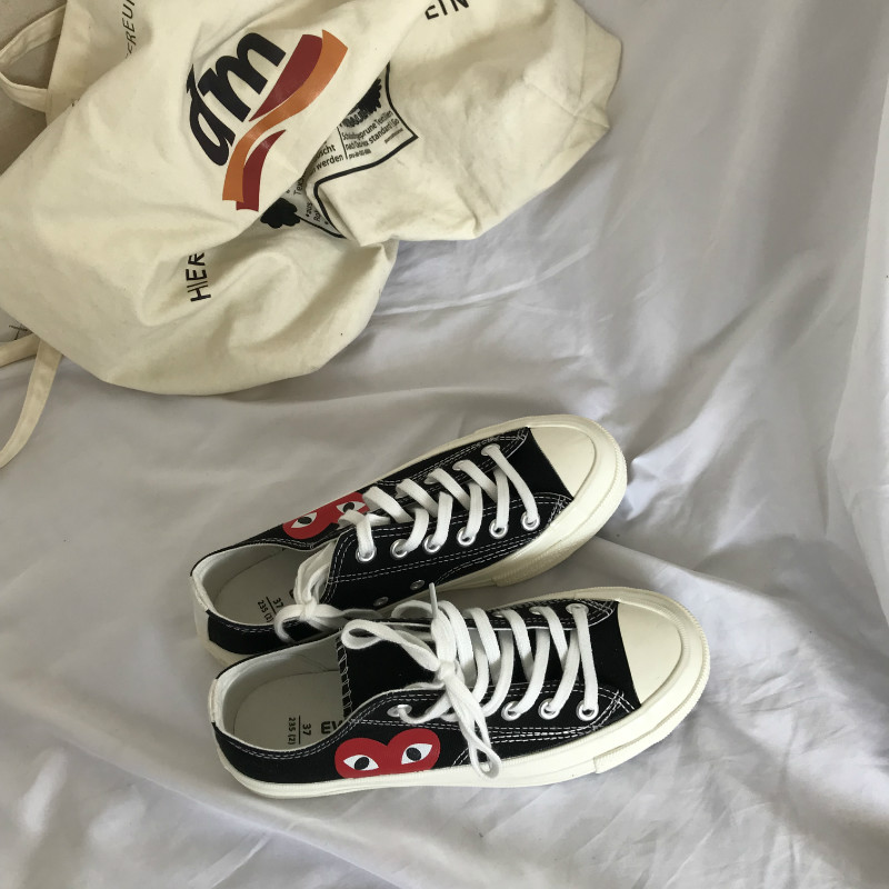 Hàn Quốc ulzzang mùa xuân tình yêu giày vải nữ in đường phố hoang dã chụp giày thể thao Harajuku giày nữ dây kéo giày running nike