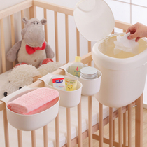 Crib diaper table storage baby goods box finishing bedside diapers hanging basket multi-color hanging bag storage box