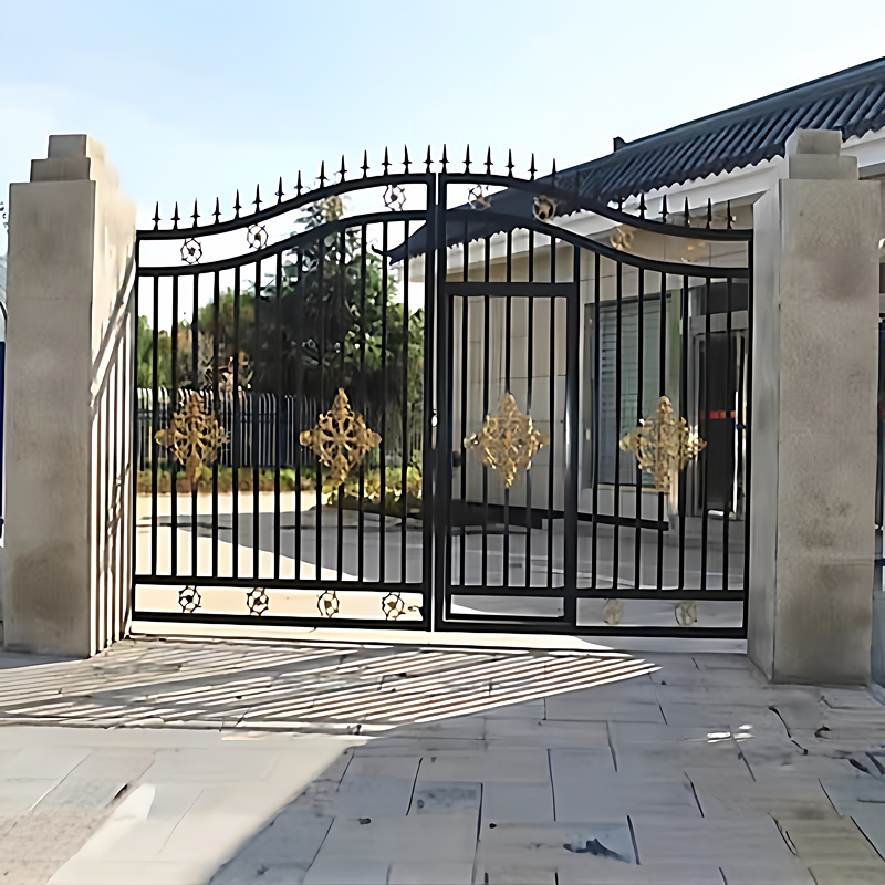Wrought Iron Gate Courtyard Door Garden Villa Gate Double Door Chinese Style Rural Home Self-Built Yard Iron Gate Wrought Iron Gate Courtyard Door Garden Villa Gate Double Door Chinese Style Rural Home Self-Built Yard Iron Gate