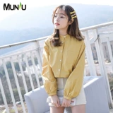 Цветная осенняя рубашка, лонгслив для отдыха, в корейском стиле, рукава фонарики