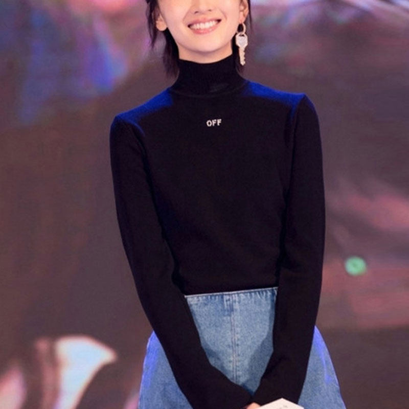 Black semi - high - collar plus - collar shirt and winter long sleeve 2020 new tide of cotton tightness tide