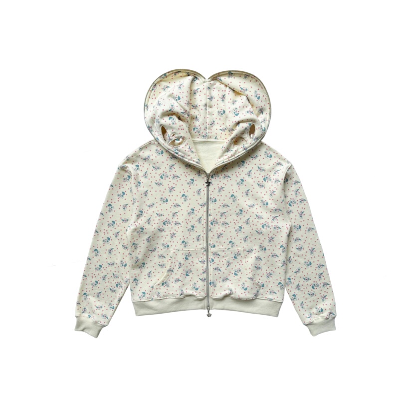 Korean Niche Early Spring New Iloveme Rabbit Letter Print Quirky Mask Hoodie Sweatshirt Jacket Top