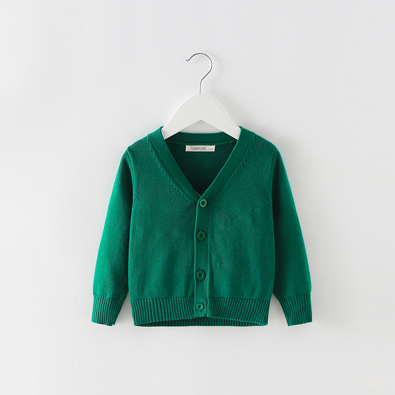 Early Wo Ins Day Department Spring and Autumn section for men and women Children's baby pure cotton ink green knit cardiovert sweater jacket