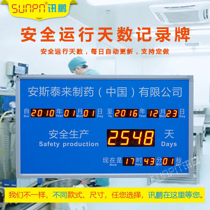Safe Production Run Days Record Display Screen Positive Countdown Unveiling Card LED Electronic Look Board Safety Card