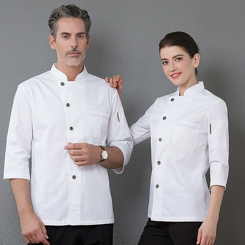 Кейтеринговая рабочая одежда мужская четыре квартала в рукаве, дышащий в рукаве, ресторан Restaurant Restaurant Black Cotton Chef Одежда