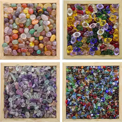 50 grams of natural gems Buddhist offerings Manzaman tea Luo Tibetan colorful glass agate fluorite ingot gravel