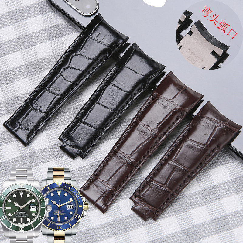 Dassault is suitable for Rolex watch strap leather male blue black green water ghost Daytona yacht submersible