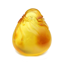 Hengfulong natural amber money bag pendant raw ore Russian material chicken oil yellow beeswax small lucky bag clavicle necklace