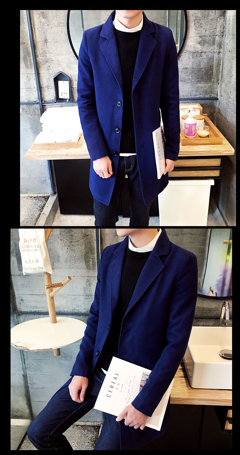 Mùa thu đông dài trench coat nam phiên bản Hàn Quốc của thời trang tự canh áo khoác len áo khoác thanh niên thời trang áo khoác nam đẹp