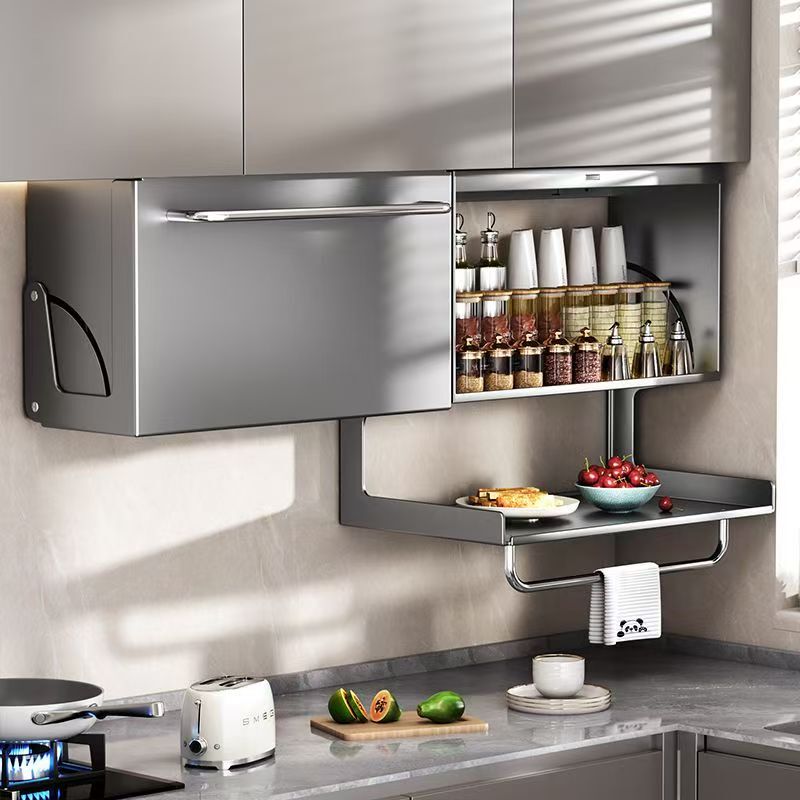 Wall-Mounted Kitchen Storage Rack, No-Drill Installation, for Organizing Dishes, Storage Cabinets, and Spices under the Shelf