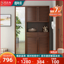 Solid Wood Shoe Cabinet Mirror Combination Brief Modern Genguan Cabinet Home Doorway Multilayer Large Capacity Plus High Shoe Cabinet Nordic