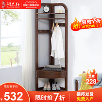 Solid Wood corner coat rack hanger floor flat simple modern Nordic living room bedroom clothes rack with drawer