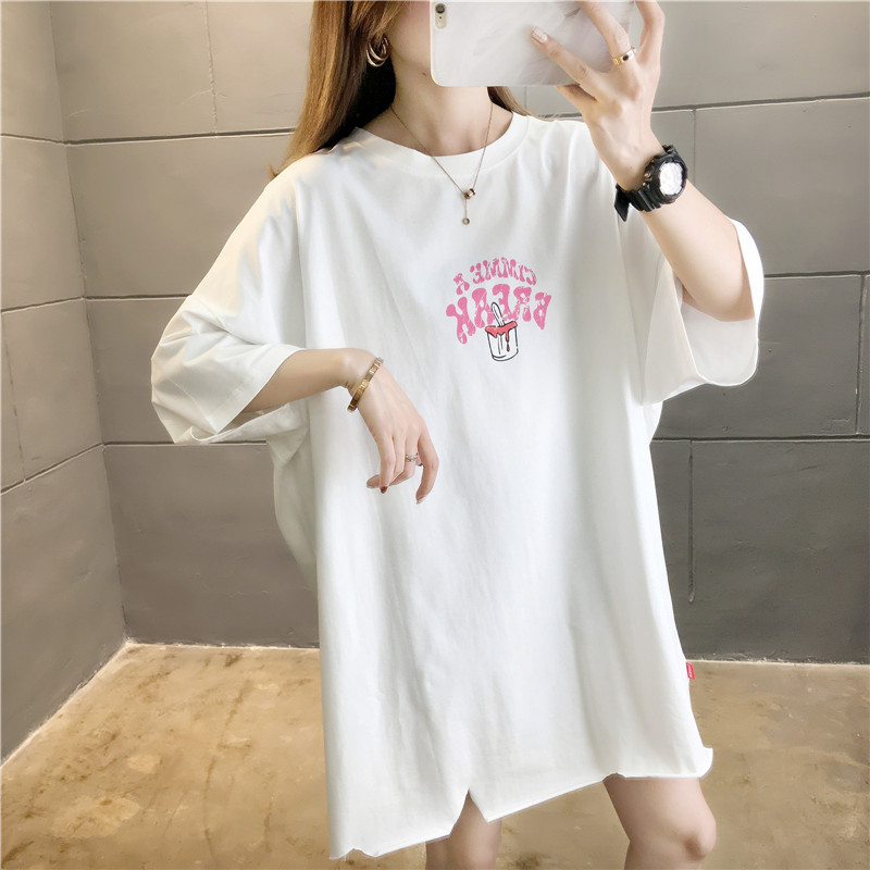 Phụ nữ bán tay đầu 2020 mùa hè mới kích thước dài dài ngắn tay áo thun nữ mùa hè loose-fitting t-shirt thủy triều