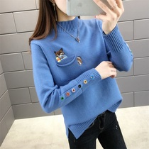 Autumn clothing 2021 new womens semi-turtleneck sweater womens loose wear autumn and winter thick bottoming knitwear foreign style