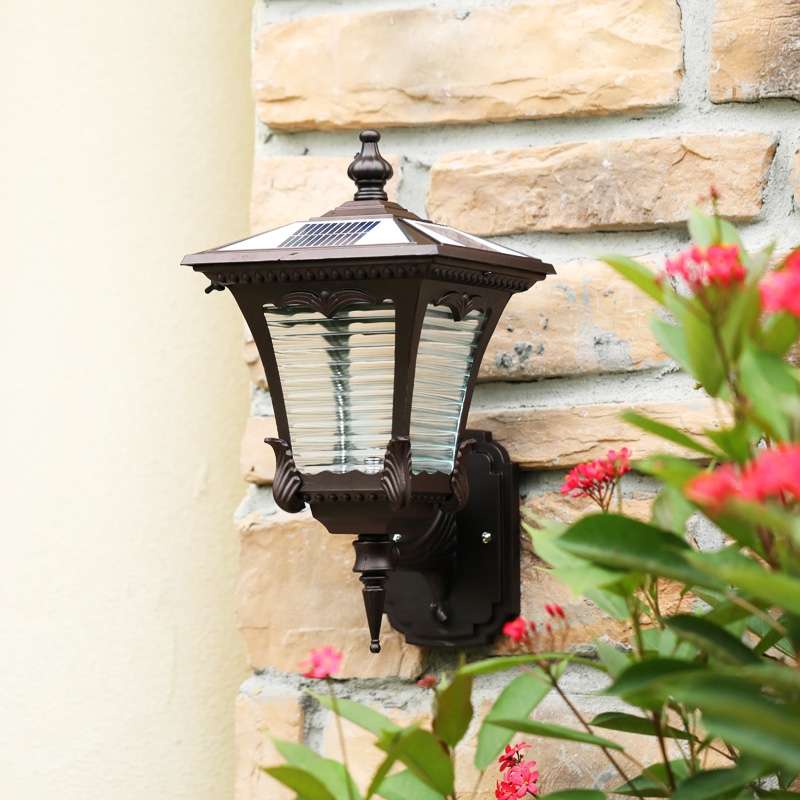 Solar wall lamp outdoor waterproof led outdoor villa European wall lamp super bright gate lamp garden courtyard lamp